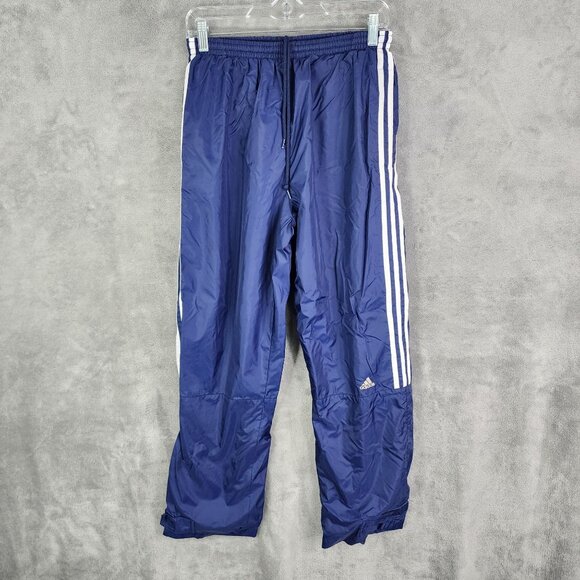 Mens Vintage Adidas Navy Blue Windbreaker Track Pants Adjustable Ankle Size S - Picture 2 of 11